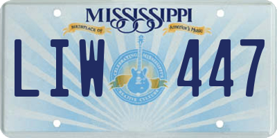 MS license plate LIW447