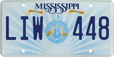 MS license plate LIW448