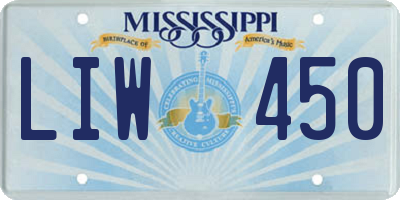 MS license plate LIW450