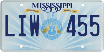 MS license plate LIW455