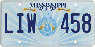 MS license plate LIW458