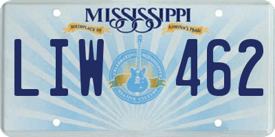 MS license plate LIW462
