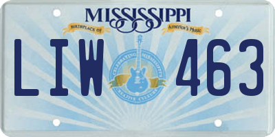 MS license plate LIW463
