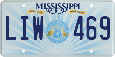 MS license plate LIW469
