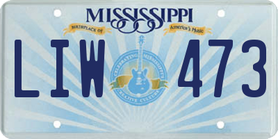 MS license plate LIW473