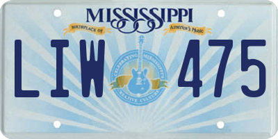 MS license plate LIW475