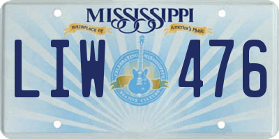 MS license plate LIW476