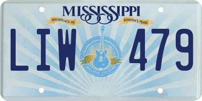 MS license plate LIW479