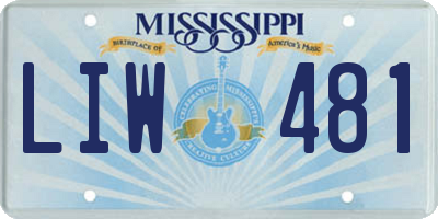 MS license plate LIW481