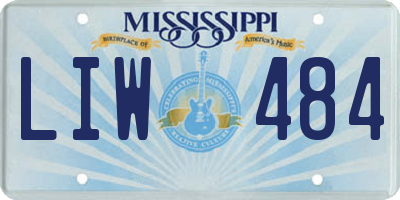 MS license plate LIW484