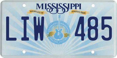 MS license plate LIW485