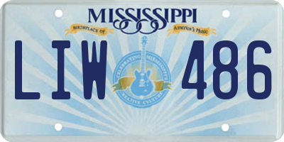 MS license plate LIW486