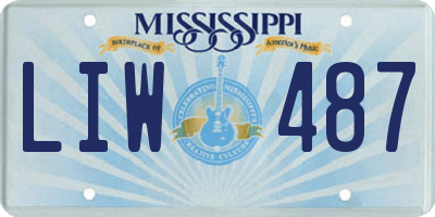MS license plate LIW487
