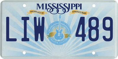 MS license plate LIW489