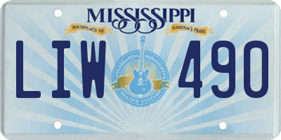 MS license plate LIW490