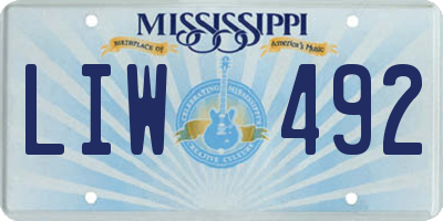 MS license plate LIW492