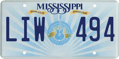 MS license plate LIW494