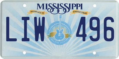 MS license plate LIW496
