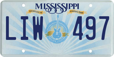 MS license plate LIW497