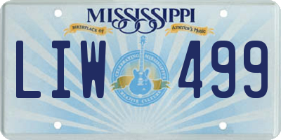 MS license plate LIW499