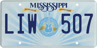 MS license plate LIW507