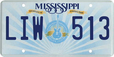 MS license plate LIW513