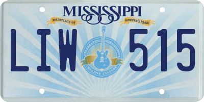 MS license plate LIW515