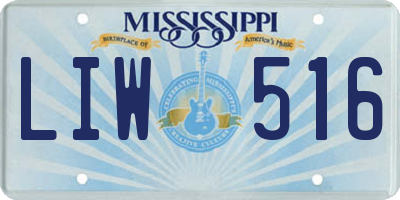 MS license plate LIW516