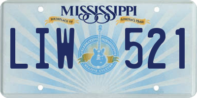 MS license plate LIW521