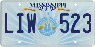 MS license plate LIW523