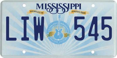 MS license plate LIW545