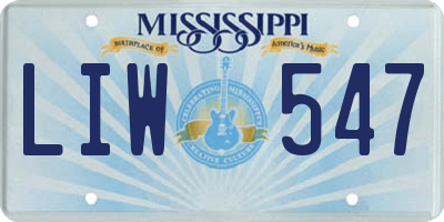 MS license plate LIW547