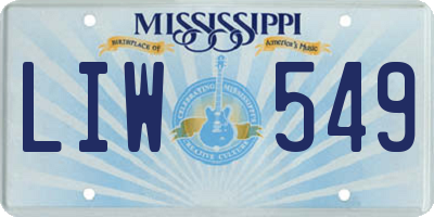 MS license plate LIW549