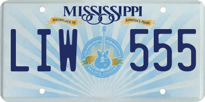 MS license plate LIW555