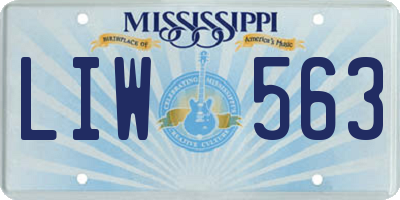 MS license plate LIW563