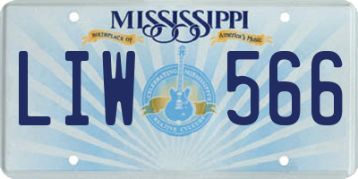 MS license plate LIW566