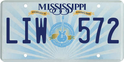 MS license plate LIW572