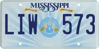 MS license plate LIW573