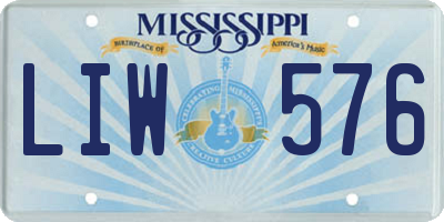 MS license plate LIW576