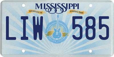 MS license plate LIW585