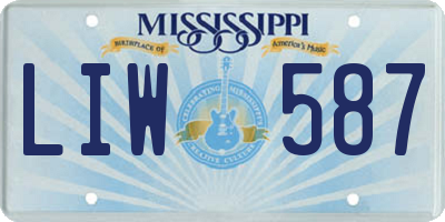 MS license plate LIW587