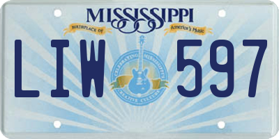 MS license plate LIW597