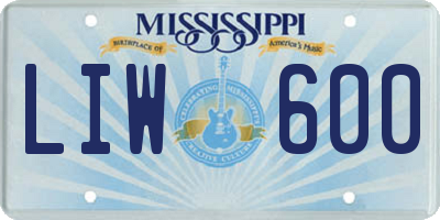 MS license plate LIW600