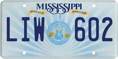 MS license plate LIW602