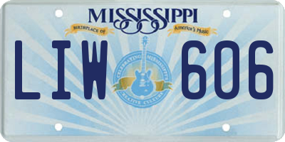 MS license plate LIW606