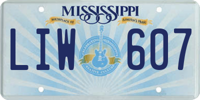 MS license plate LIW607