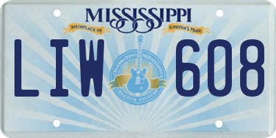 MS license plate LIW608