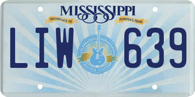 MS license plate LIW639