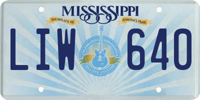 MS license plate LIW640
