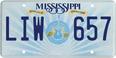 MS license plate LIW657